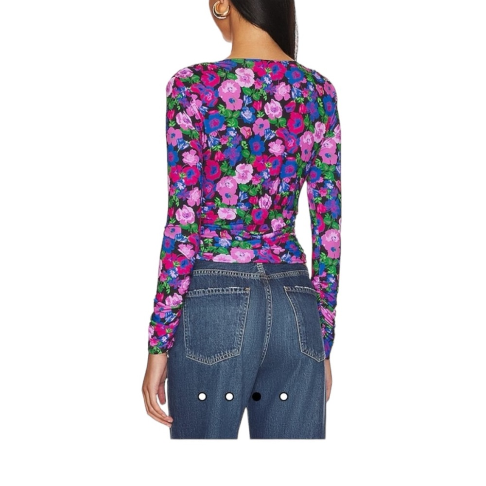 Sanctuary Eye Catcher Multicolored Floral Ruching Top NWT Size Large - Picture 2 of 10